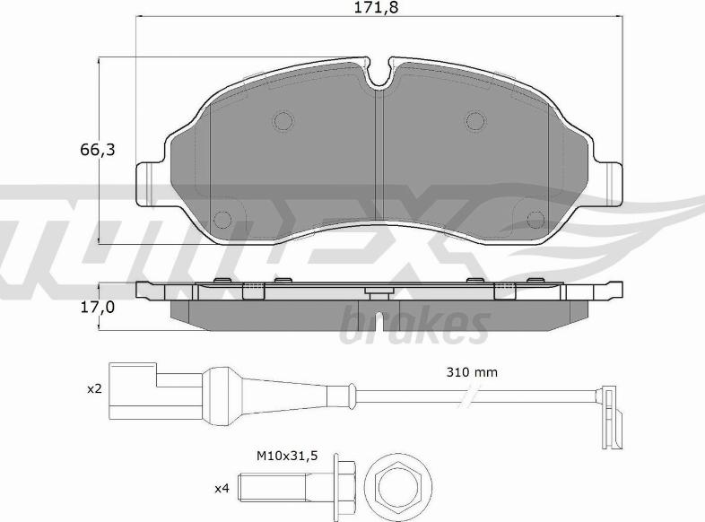 TOMEX brakes TX 18-04 - Тормозные колодки, дисковые, комплект autosila-amz.com