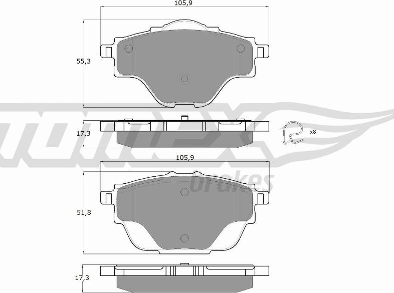 TOMEX brakes TX 18-37 - Тормозные колодки, дисковые, комплект autosila-amz.com