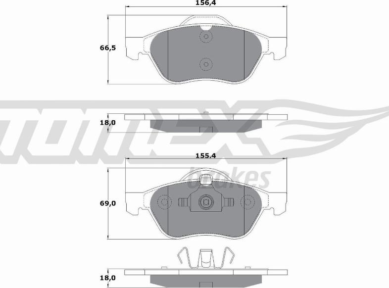 TOMEX brakes TX 13-51 - Комплект тормозных колодок, дисковый тормоз autosila-amz.com