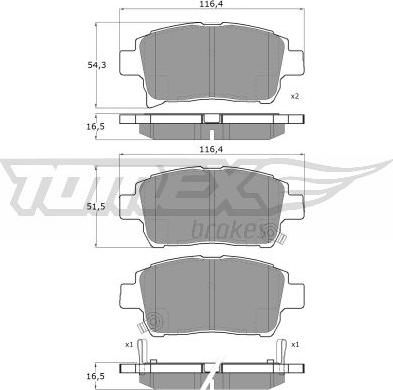 TOMEX brakes TX 13-76 - КОЛОДКИ ТОРМОЗНЫЕ ДИСКОВЫЕ autosila-amz.com