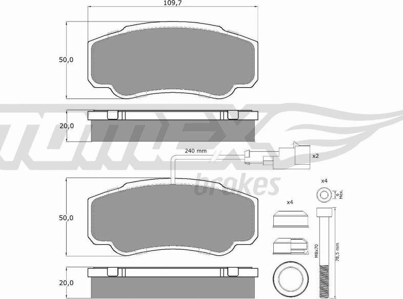 TOMEX brakes TX 12-461 - Тормозные колодки, дисковые, комплект autosila-amz.com