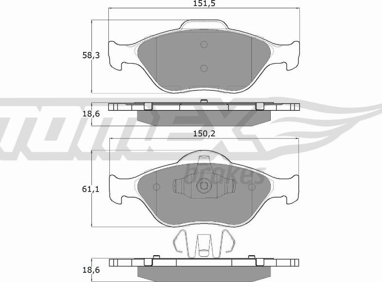 TOMEX brakes TX 12-55 - Тормозные колодки, дисковые, комплект autosila-amz.com