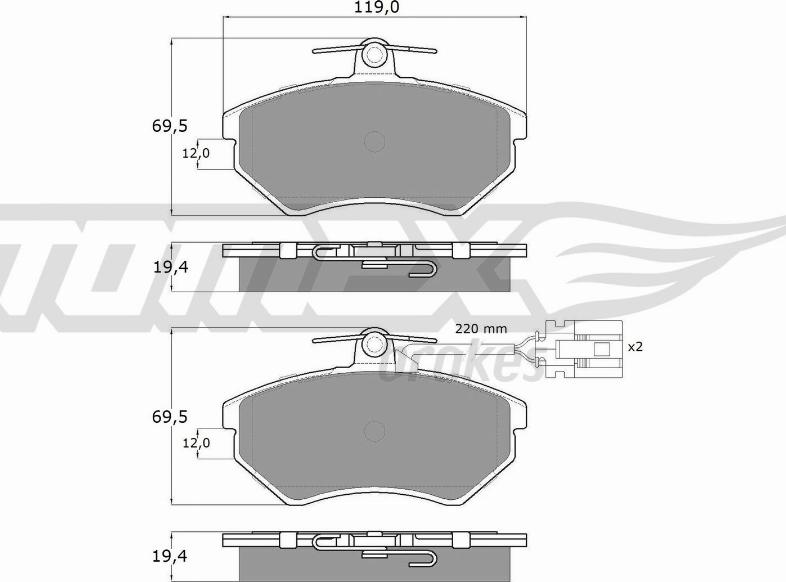 TOMEX brakes TX 12-04 - КОЛОДКИ ТОРМОЗНЫЕ ДИСКОВЫЕ autosila-amz.com