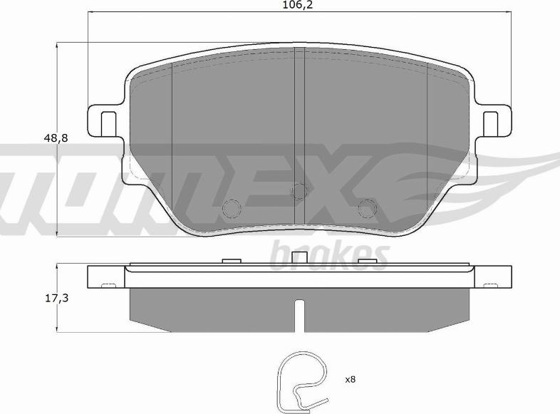 TOMEX brakes TX 12-08 - Тормозные колодки, дисковые, комплект autosila-amz.com