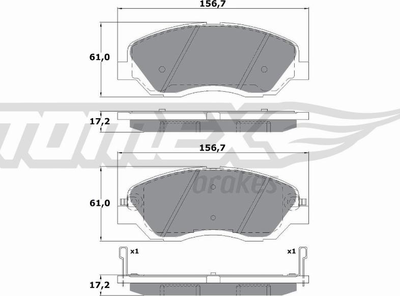 TOMEX brakes TX 17-44 - Тормозные колодки, дисковые, комплект autosila-amz.com