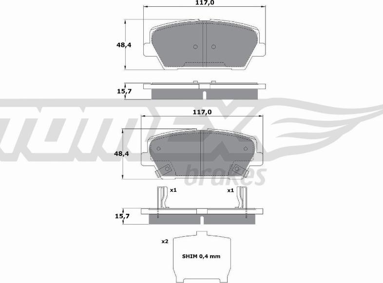 TOMEX brakes TX 17-45 - Тормозные колодки, дисковые, комплект autosila-amz.com