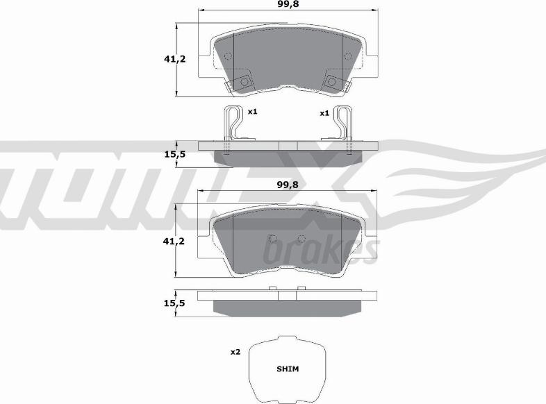 TOMEX brakes TX 17-48 - Тормозные колодки, дисковые, комплект autosila-amz.com