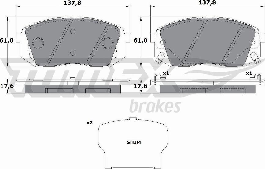 TOMEX brakes TX 17-47 - Тормозные колодки, дисковые, комплект autosila-amz.com