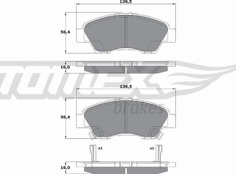 TOMEX brakes TX 17-55 - Тормозные колодки, дисковые, комплект autosila-amz.com