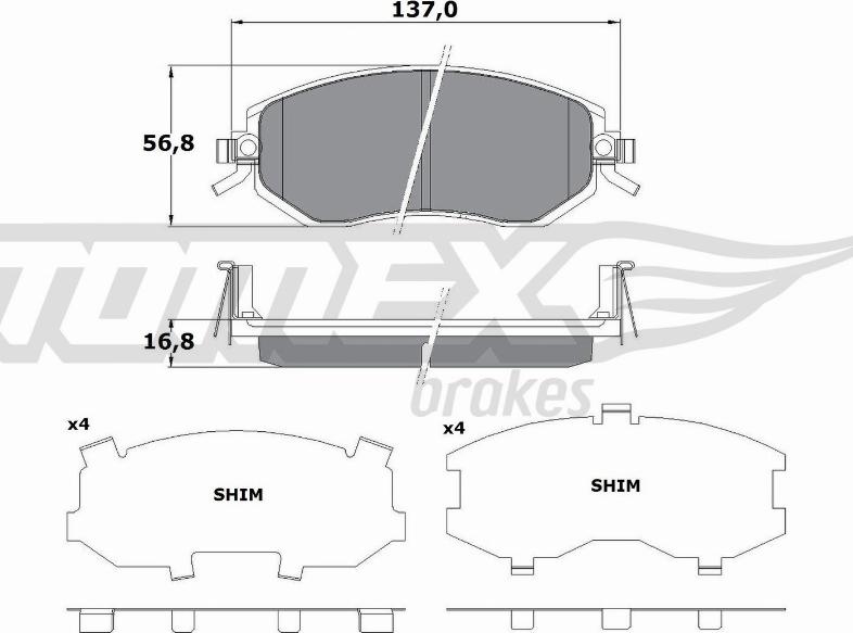 TOMEX brakes TX 17-65 - Тормозные колодки, дисковые, комплект autosila-amz.com