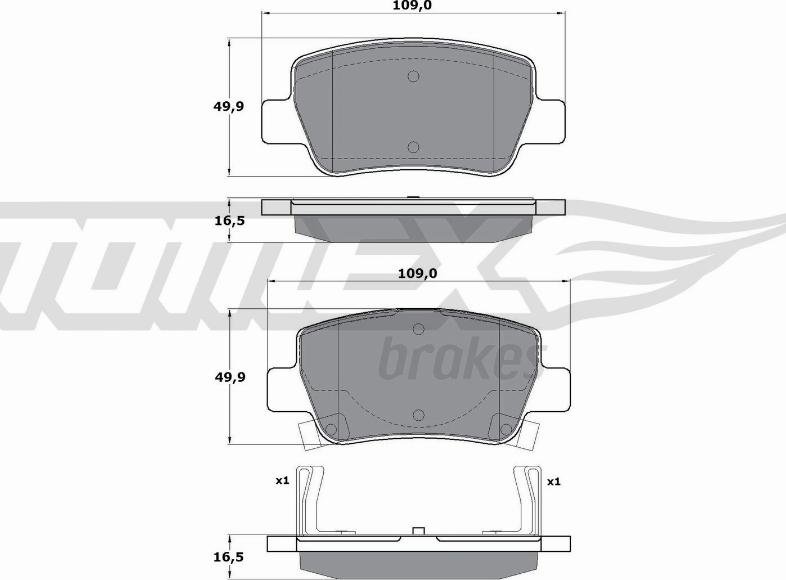 TOMEX brakes TX 17-21 - Комплект тормозных колодок, дисковый тормоз autosila-amz.com