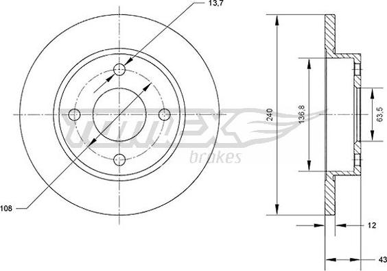 TOMEX brakes TX 70-99 - Тормозной диск autosila-amz.com