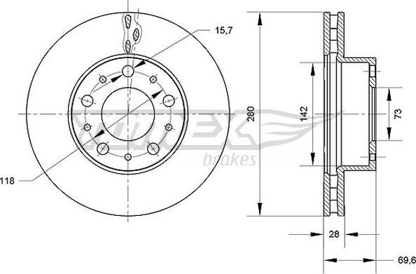 TOMEX brakes TX 70-95 - Тормозной диск autosila-amz.com