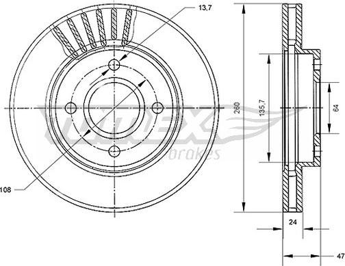 TOMEX brakes TX 70-43 - Тормозной диск autosila-amz.com