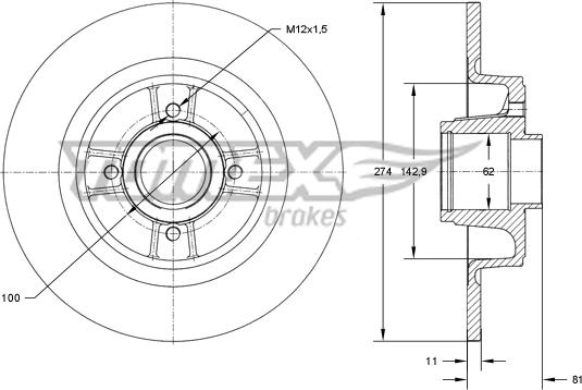 TOMEX brakes TX 70-801 - Тормозной диск autosila-amz.com