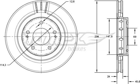 TOMEX brakes TX 71-74 - Тормозной диск autosila-amz.com