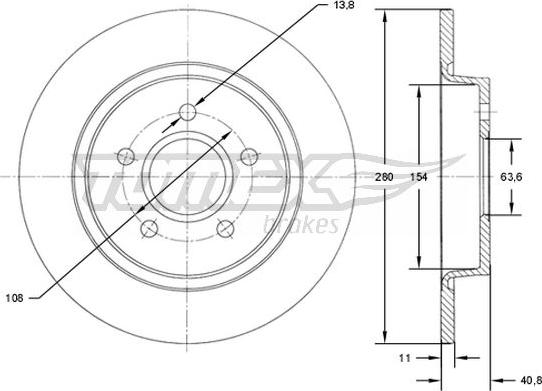 TOMEX brakes TX 71-75 - Тормозной диск autosila-amz.com