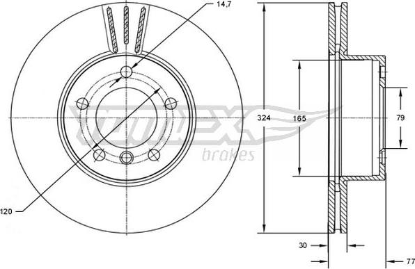 TOMEX brakes TX 73-15 - Тормозной диск autosila-amz.com