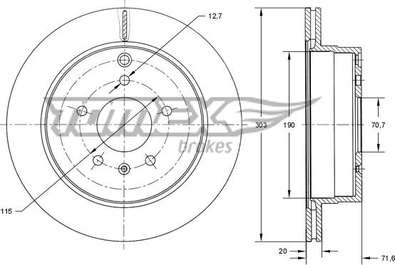 TOMEX brakes TX 73-71 - Тормозной диск autosila-amz.com