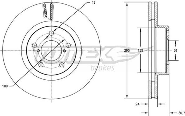 TOMEX brakes TX 72-74 - Тормозной диск autosila-amz.com