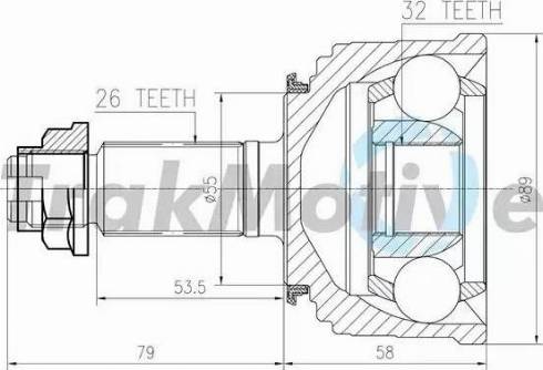 TrakMotive 40-0002 - Шарнирный комплект, ШРУС, приводной вал autosila-amz.com