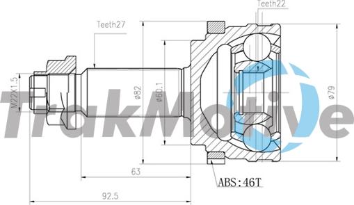 TrakMotive 40-0821 - Шарнирный комплект, ШРУС, приводной вал autosila-amz.com