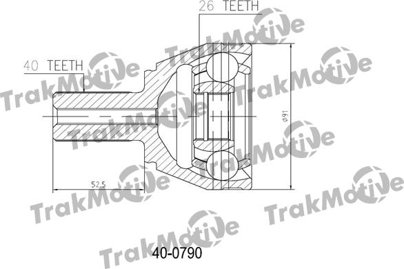 TrakMotive 40-0790 - Шарнирный комплект, ШРУС, приводной вал autosila-amz.com