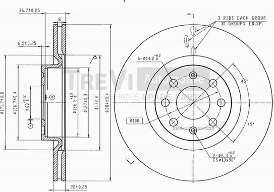 Trevi Automotive BD1095 - Тормозной диск autosila-amz.com