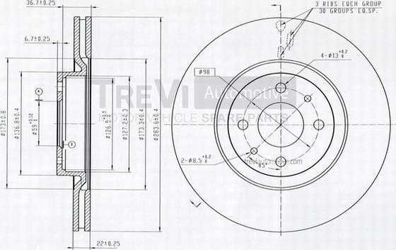 Trevi Automotive BD1093 - Тормозной диск autosila-amz.com