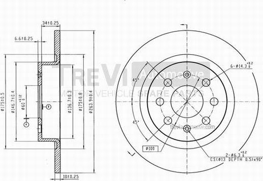 Trevi Automotive BD1055 - Тормозной диск autosila-amz.com