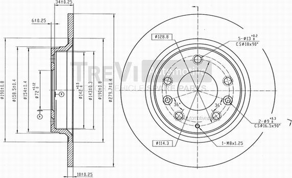 Trevi Automotive BD1069 - Тормозной диск autosila-amz.com