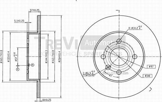 Trevi Automotive BD1065 - Тормозной диск autosila-amz.com