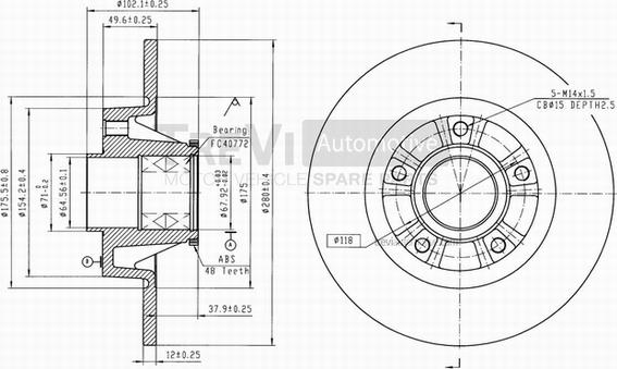 Trevi Automotive BD1060 - Тормозной диск autosila-amz.com