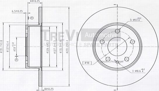 Trevi Automotive BD1006 - Тормозной диск autosila-amz.com