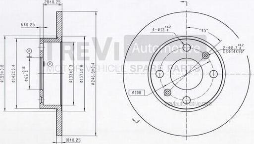 Trevi Automotive BD1003 - Тормозной диск autosila-amz.com