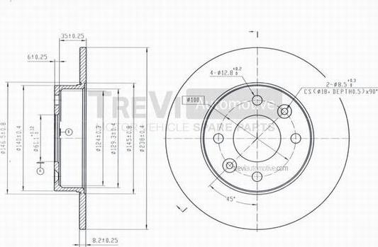 Trevi Automotive BD1007 - Тормозной диск autosila-amz.com