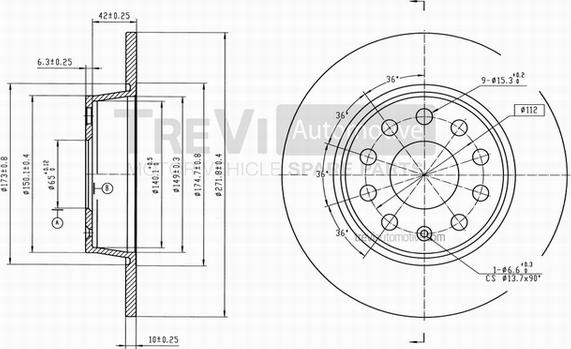 Trevi Automotive BD1088 - Тормозной диск autosila-amz.com