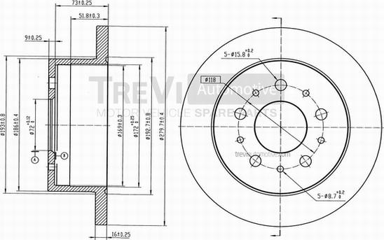 Trevi Automotive BD1039 - Тормозной диск autosila-amz.com