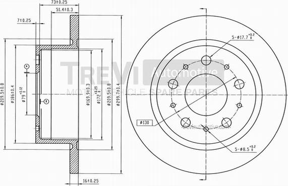 Trevi Automotive BD1077 - Тормозной диск autosila-amz.com