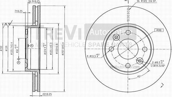 Trevi Automotive BD1165 - Тормозной диск autosila-amz.com