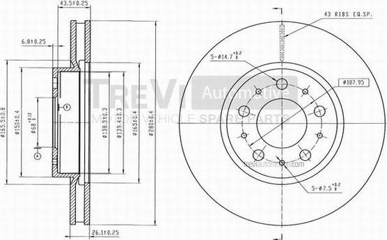 Trevi Automotive BD1101 - Тормозной диск autosila-amz.com