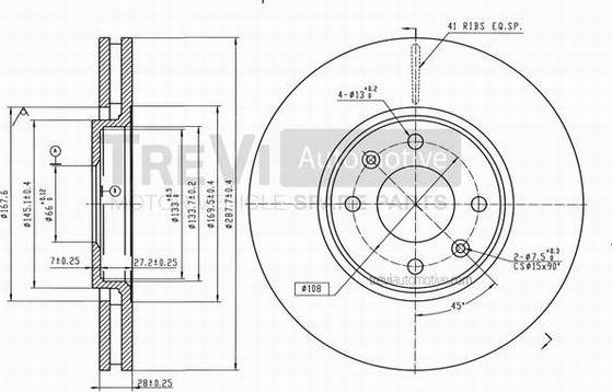 Trevi Automotive BD1131 - Тормозной диск autosila-amz.com