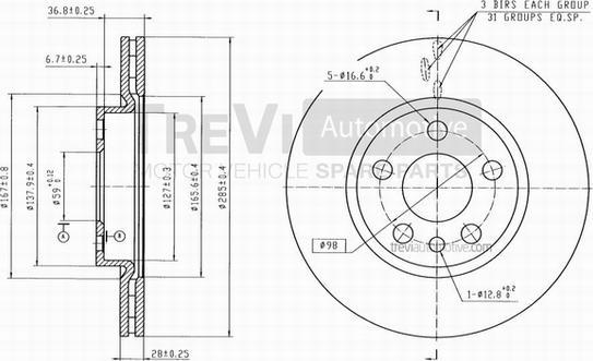 Trevi Automotive BD1133 - Тормозной диск autosila-amz.com