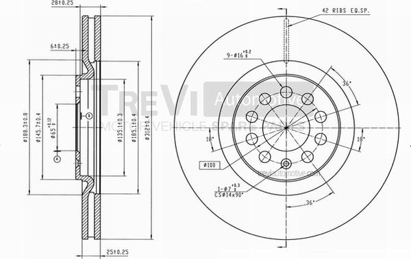 Trevi Automotive BD1132 - Тормозной диск autosila-amz.com