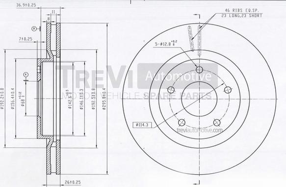 Trevi Automotive BD1233 - Тормозной диск autosila-amz.com