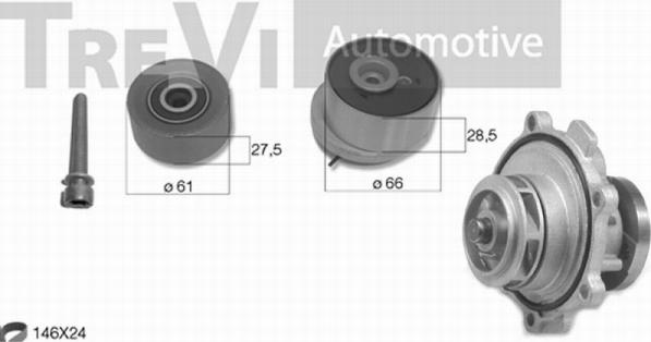 Trevi Automotive KD1382HP - Водяной насос + комплект зубчатого ремня ГРМ autosila-amz.com