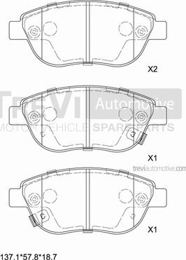 Trevi Automotive PF1493 - Тормозные колодки, дисковые, комплект autosila-amz.com