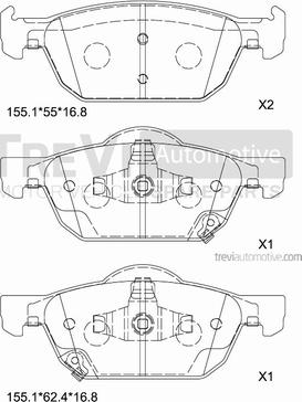 Trevi Automotive PF1444 - Тормозные колодки, дисковые, комплект autosila-amz.com