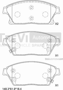 Trevi Automotive PF1442 - Тормозные колодки, дисковые, комплект autosila-amz.com