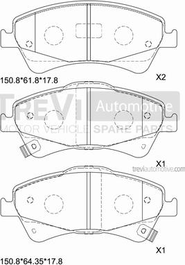 Trevi Automotive PF1456 - Тормозные колодки, дисковые, комплект autosila-amz.com